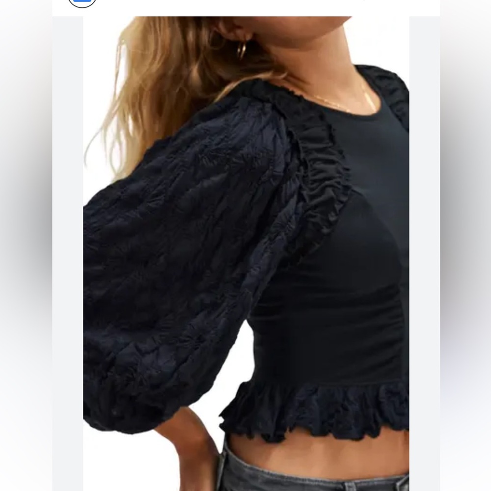 Free People Olivia Contrast Stitch Knit Blouse Size Large